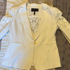 BCBGMaxAzria White Blazer with Lace Detail
